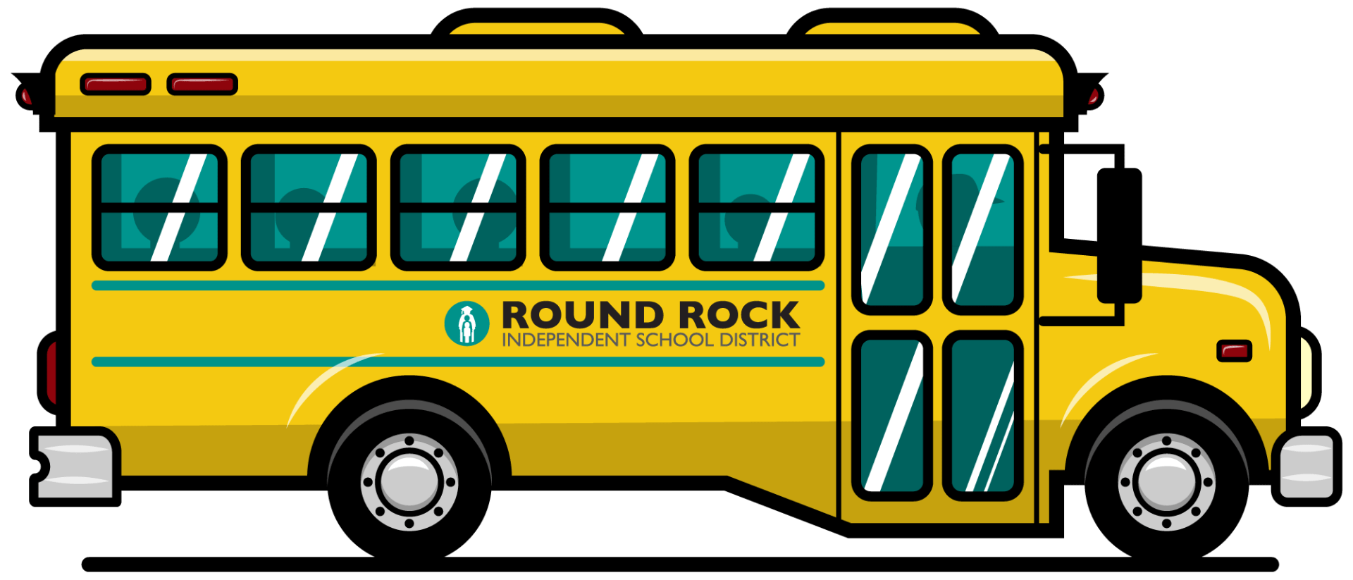 Artistic graphic of a Round Rock ISD school bus